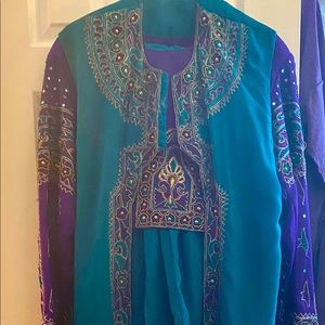 Turquoise and purple Indian outfit